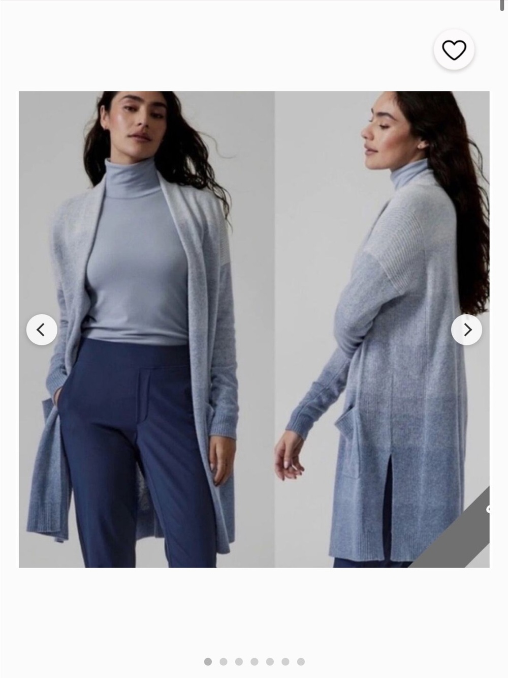 ATHLETA Ombre Spirit Wool Cashmere Wrap Sweater Blue Open Long Cardigan XS